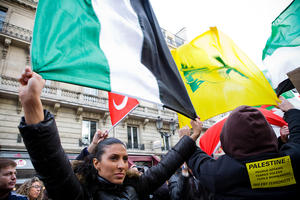 flags weaving in the air