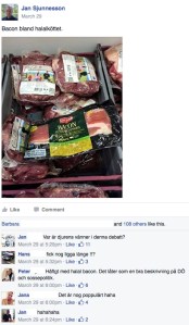 Ur en halalhatargrupp. I sammanhanget vill vi påminna om att halalslakt går till på samma sätt som övrig slakt i Sverige, förutom bönen och vändandet mot Mecka. Enda anledningen att lägga upp detta är en vilja att håna och trakassera muslimer. 