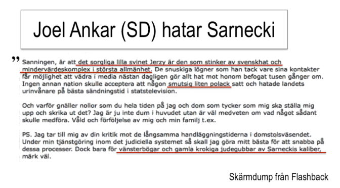 Det antisemitiska hatet mot Jerzy Sarnecki